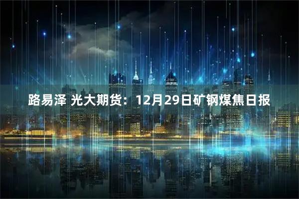 路易泽 光大期货：12月29日矿钢煤焦日报